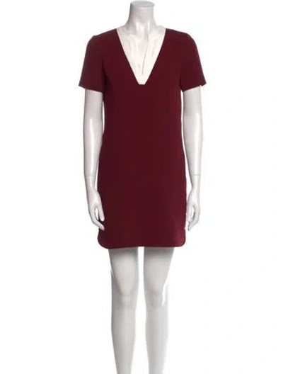 Pre-owned Sandro V-neck Mini Dress In Burgundy