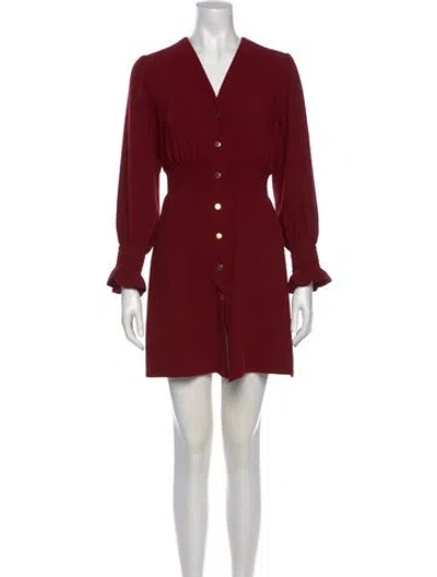 Pre-owned Sandro V-neck Mini Dress In Burgundy