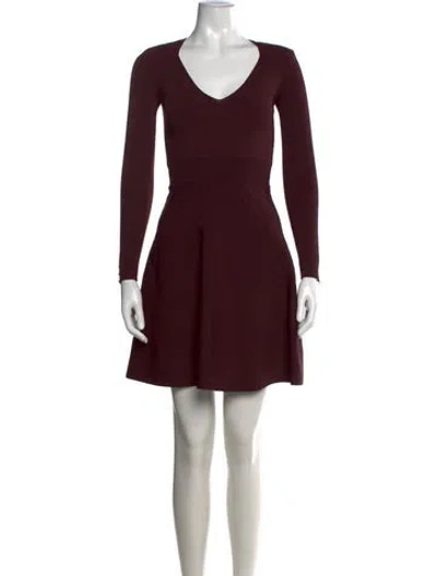 Pre-owned Sandro V-neck Mini Dress In Burgundy