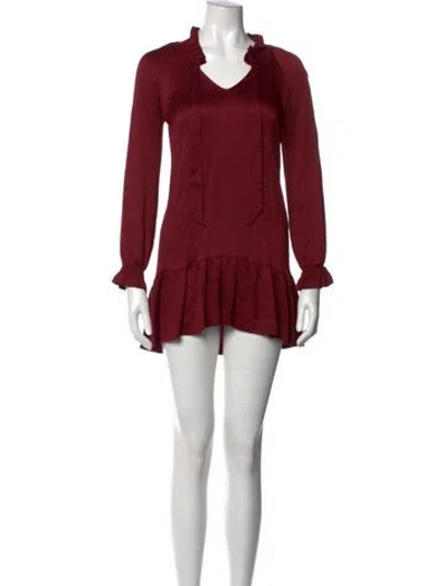Pre-owned Sandro V-neck Mini Dress In Burgundy