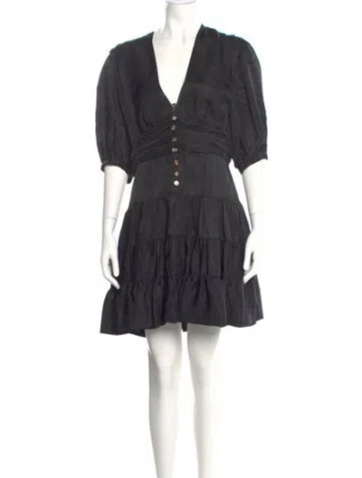 Pre-owned Sandro V-neck Mini Dress In Gray