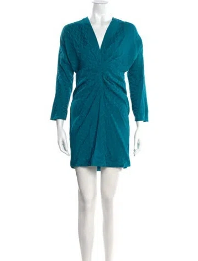 Pre-owned Sandro V-neck Mini Dress In Green