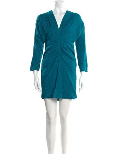 Pre-owned Sandro V-neck Mini Dress In Green