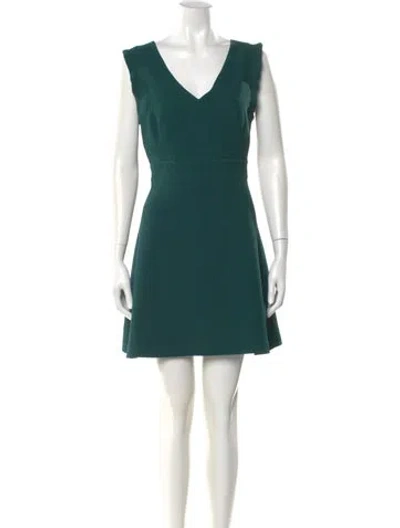 Pre-owned Sandro V-neck Mini Dress In Green