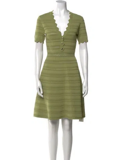 Pre-owned Sandro V-neck Mini Dress In Green