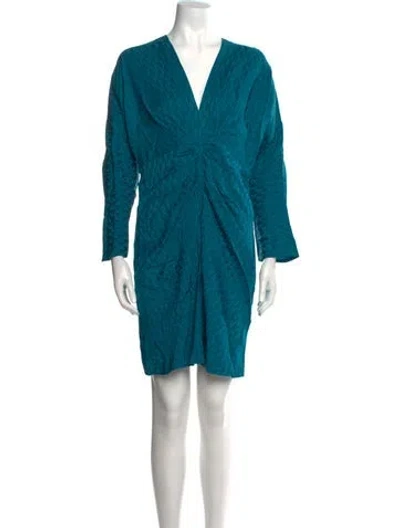 Pre-owned Sandro V-neck Mini Dress In Green