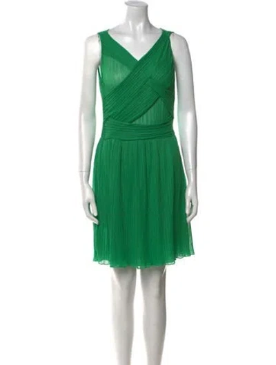Pre-owned Sandro V-neck Mini Dress In Green