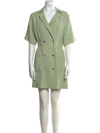 Pre-owned Sandro V-neck Mini Dress In Green