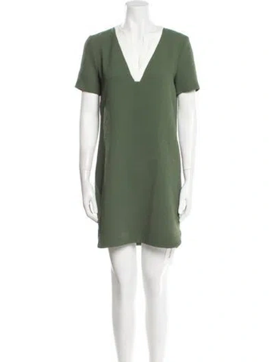 Pre-owned Sandro V-neck Mini Dress In Green