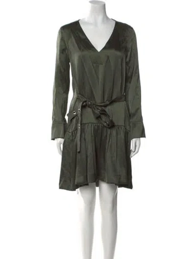 Pre-owned Sandro V-neck Mini Dress In Green