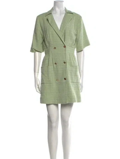 Pre-owned Sandro V-neck Mini Dress In Green
