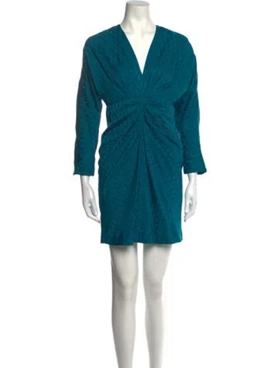 Pre-owned Sandro V-neck Mini Dress In Green