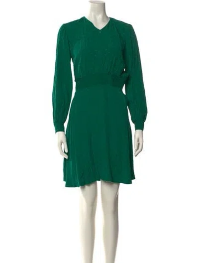Pre-owned Sandro V-neck Mini Dress In Green