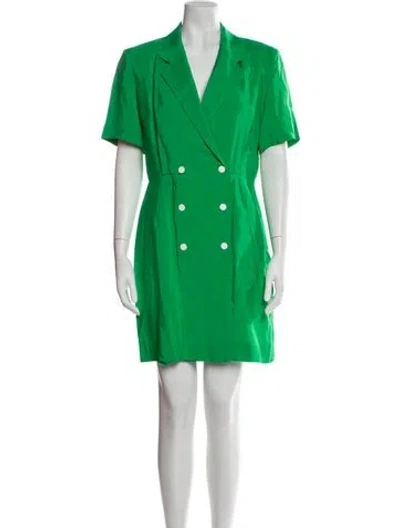 Pre-owned Sandro V-neck Mini Dress In Green