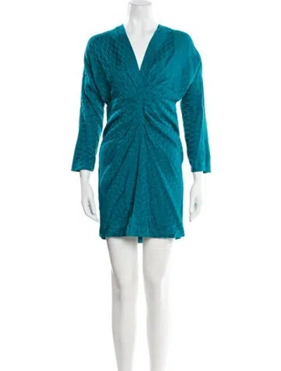 Pre-owned Sandro V-neck Mini Dress In Green