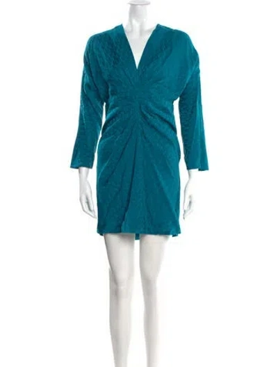 Pre-owned Sandro V-neck Mini Dress In Green