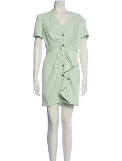 Pre-owned Sandro V-neck Mini Dress In Green