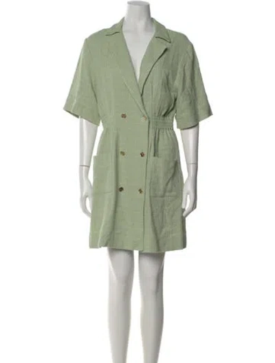 Pre-owned Sandro V-neck Mini Dress In Green