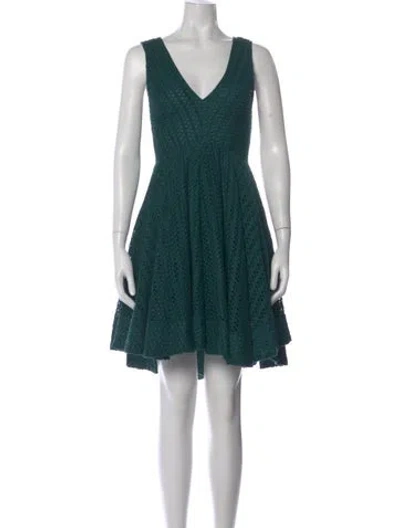 Pre-owned Sandro V-neck Mini Dress In Green