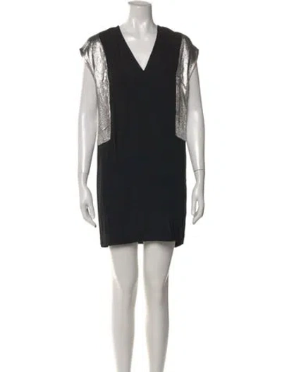 Pre-owned Sandro V-neck Mini Dress In Multi