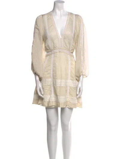 Pre-owned Sandro V-neck Mini Dress In Neutral