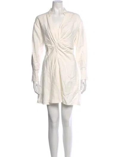 Pre-owned Sandro V-neck Mini Dress In Neutral