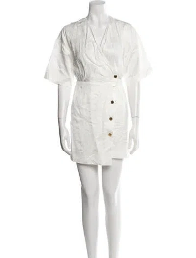 Pre-owned Sandro V-neck Mini Dress In Neutral