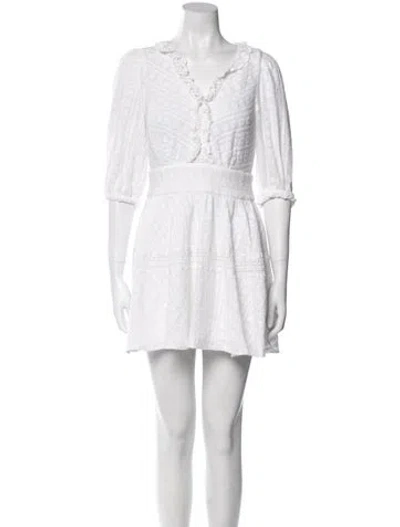 Pre-owned Sandro V-neck Mini Dress In Neutral