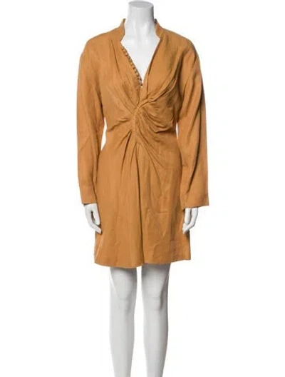 Pre-owned Sandro V-neck Mini Dress In Neutral