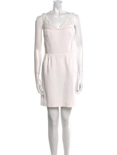 Pre-owned Sandro V-neck Mini Dress In Neutral