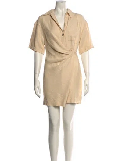 Pre-owned Sandro V-neck Mini Dress In Neutral