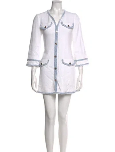 Pre-owned Sandro V-neck Mini Dress In Neutral