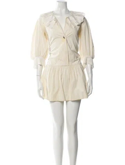 Pre-owned Sandro V-neck Mini Dress In Neutral