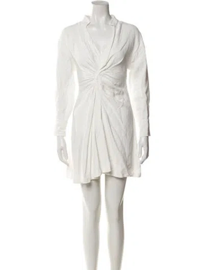 Pre-owned Sandro V-neck Mini Dress In Neutral