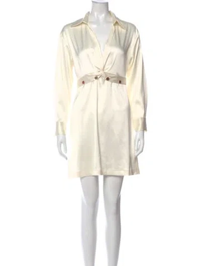 Pre-owned Sandro V-neck Mini Dress In Neutral