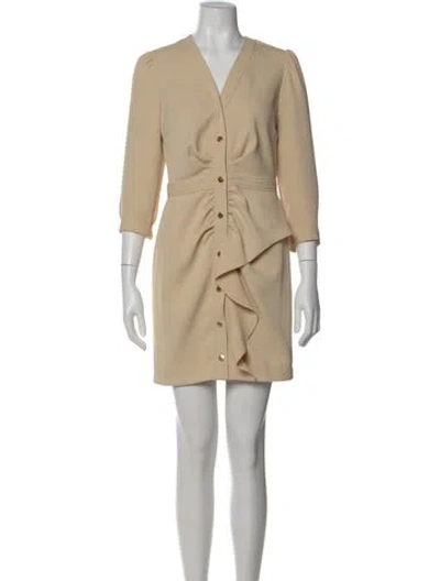 Pre-owned Sandro V-neck Mini Dress In Neutral