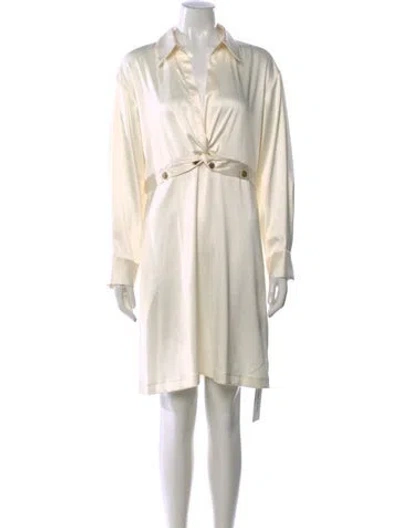 Pre-owned Sandro V-neck Mini Dress In Neutral