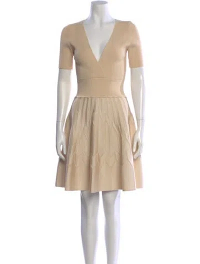 Pre-owned Sandro V-neck Mini Dress In Neutral