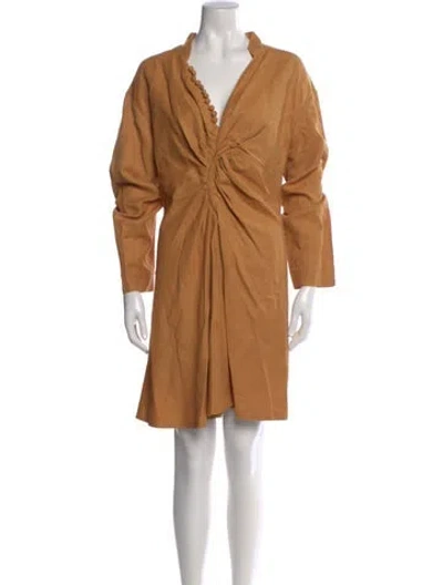 Pre-owned Sandro V-neck Mini Dress In Neutral