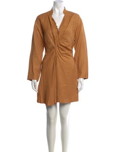 Pre-owned Sandro V-neck Mini Dress In Neutral