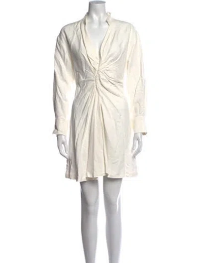 Pre-owned Sandro V-neck Mini Dress In Neutral