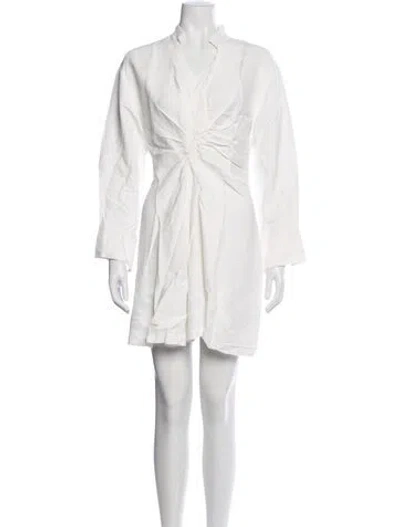 Pre-owned Sandro V-neck Mini Dress In Neutral