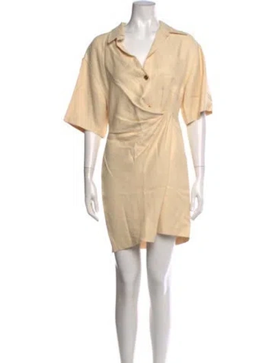 Pre-owned Sandro V-neck Mini Dress In Neutral