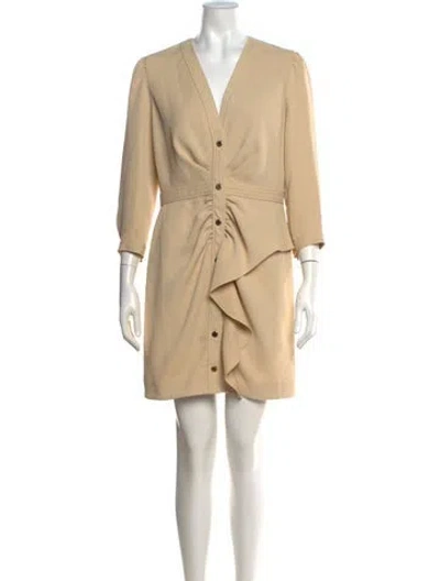 Pre-owned Sandro V-neck Mini Dress In Neutral
