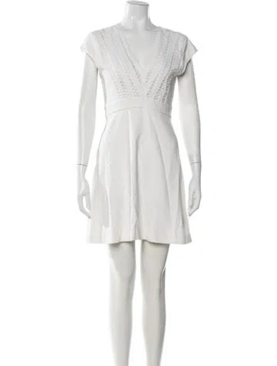 Pre-owned Sandro V-neck Mini Dress In Neutral