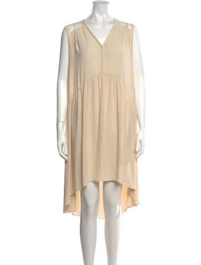 Pre-owned Sandro V-neck Mini Dress In Neutrals