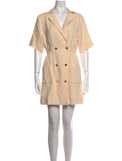 Pre-owned Sandro V-neck Mini Dress In Neutrals