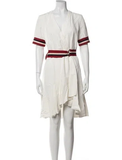 Pre-owned Sandro V-neck Mini Dress In Neutrals