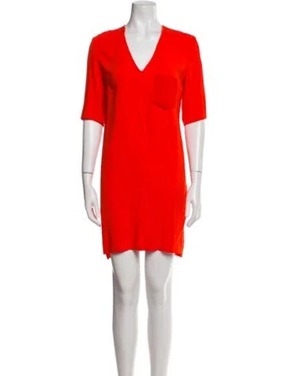 Pre-owned Sandro V-neck Mini Dress In Orange