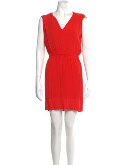 Pre-owned Sandro V-neck Mini Dress In Orange